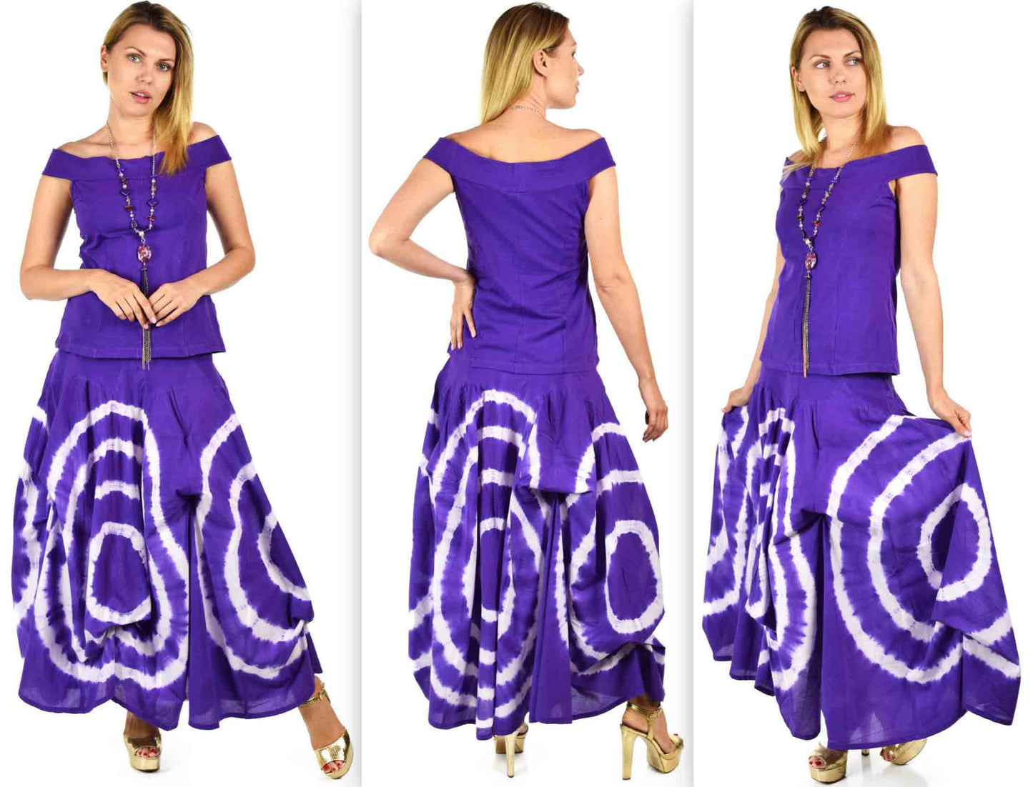 Tie Dye 2 Pc Skirt Set, Convertible Skirt Set, Adustable Skirt, Tie-Dye Skirt, Boho, Hiphop, Lagenlook Tunic/Skirt, Off Shoulder