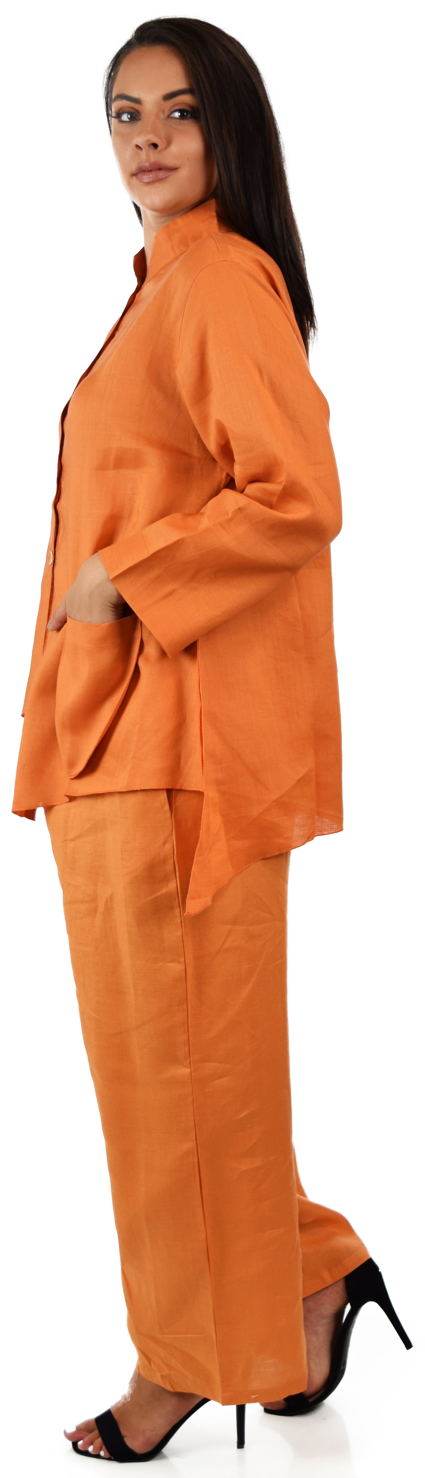 Women's Comfy 2 Piece Linen Summer Pants and Top Set, Linen Cooling Summer Outfit, Cooling Travel Set for Warm Weather, Reg and Plus Sizes