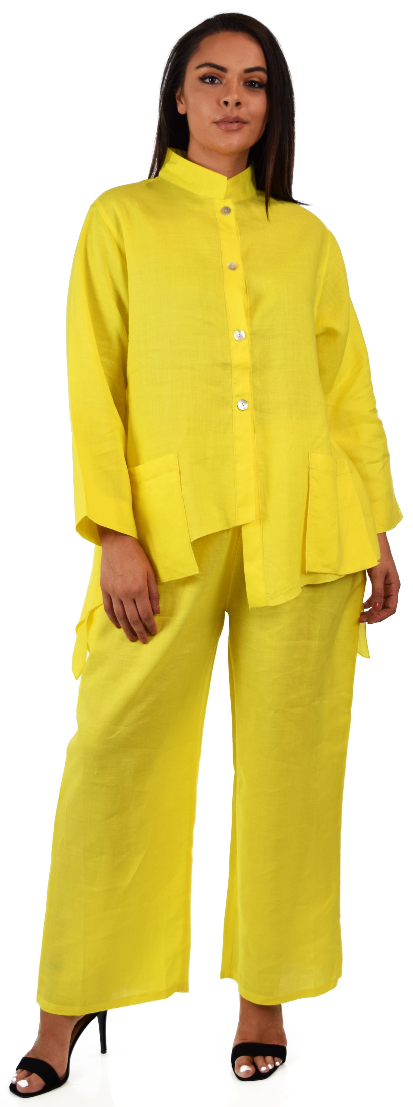 Women's Comfy 2 Piece Linen Summer Pants and Top Set, Linen Cooling Summer Outfit, Cooling Travel Set for Warm Weather, Reg and Plus Sizes