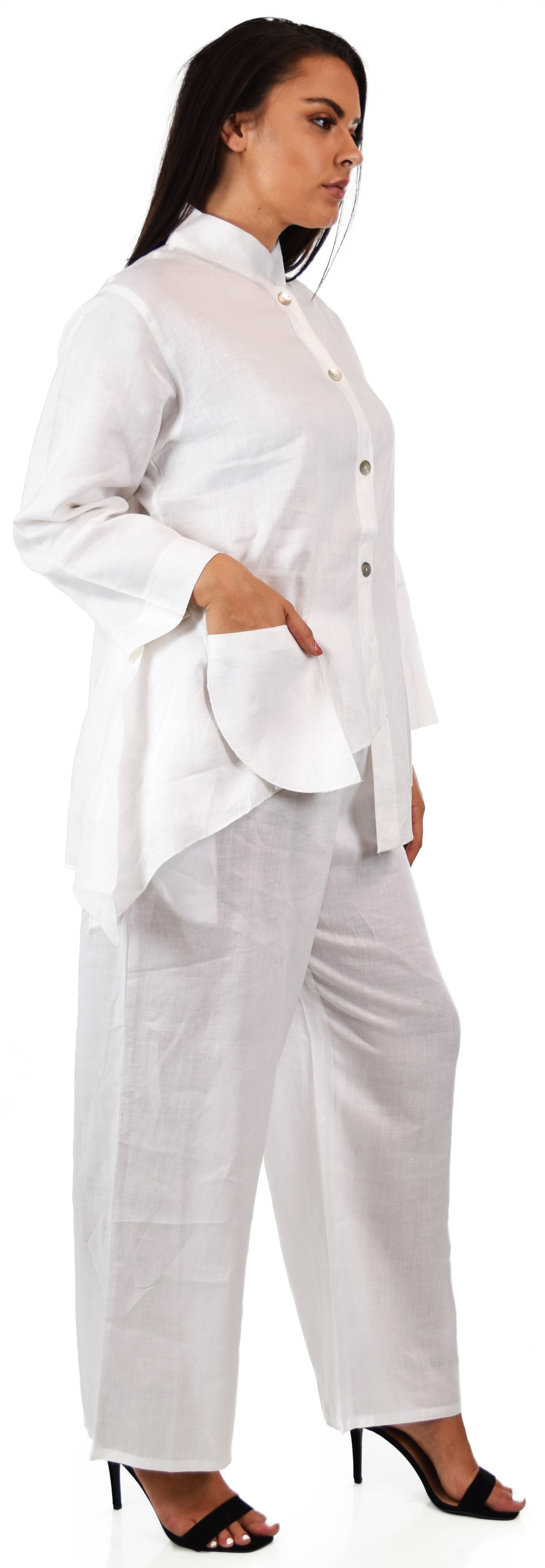 Women's Comfy 2 Piece Linen Summer Pants and Top Set, Linen Cooling Summer Outfit, Cooling Travel Set for Warm Weather, Reg and Plus Sizes