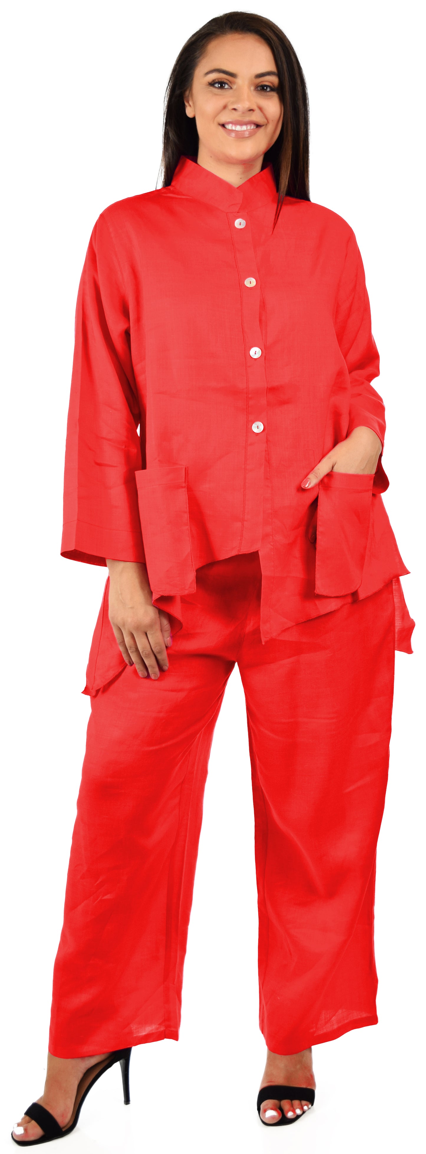 Women's Comfy 2 Piece Linen Summer Pants and Top Set, Linen Cooling Summer Outfit, Cooling Travel Set for Warm Weather, Reg and Plus Sizes