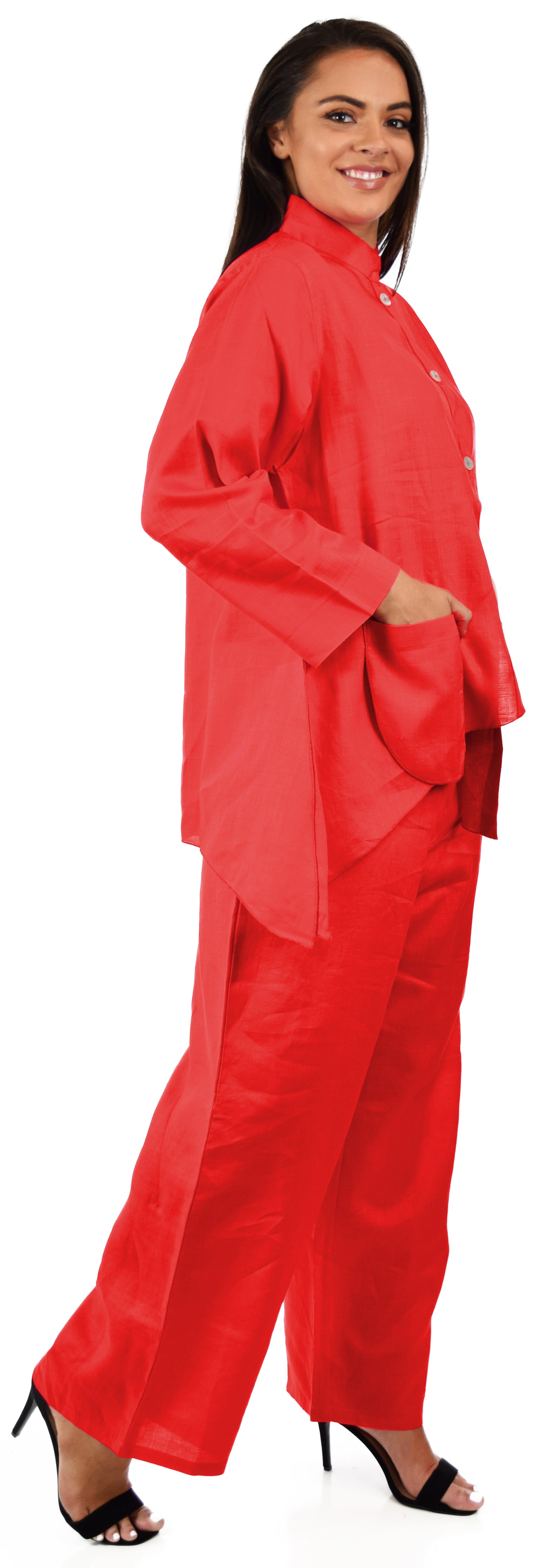 Women's Comfy 2 Piece Linen Summer Pants and Top Set, Linen Cooling Summer Outfit, Cooling Travel Set for Warm Weather, Reg and Plus Sizes