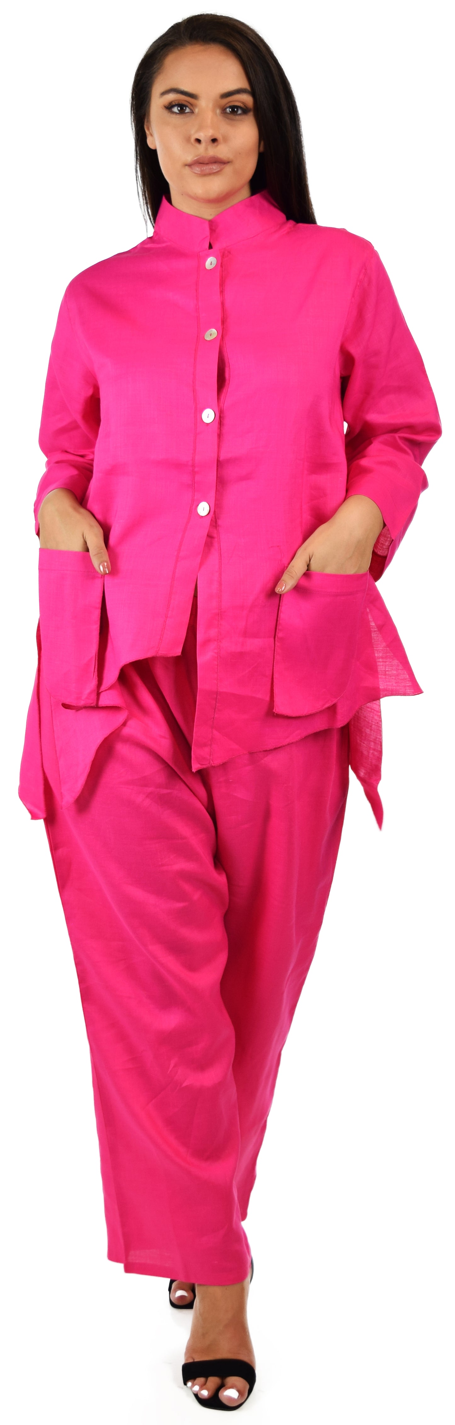 Women's Comfy 2 Piece Linen Summer Pants and Top Set, Linen Cooling Summer Outfit, Cooling Travel Set for Warm Weather, Reg and Plus Sizes