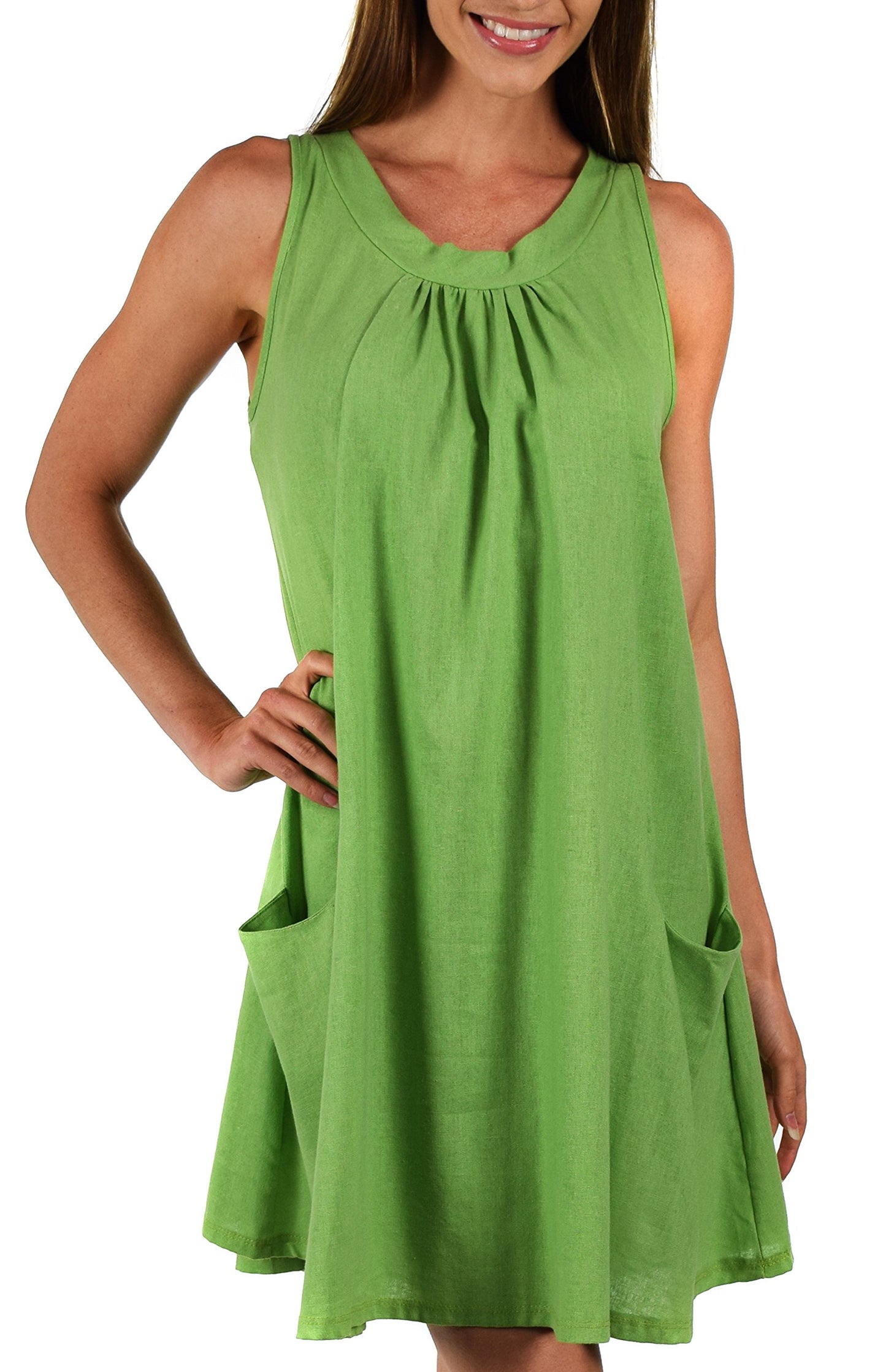 Made In USA, Sleeveless Linen Dress, Linen Midi Dress, Peek-a-boo Linen Dress, Summer Linen Dress w/Bow Tie Back Plus Sizes