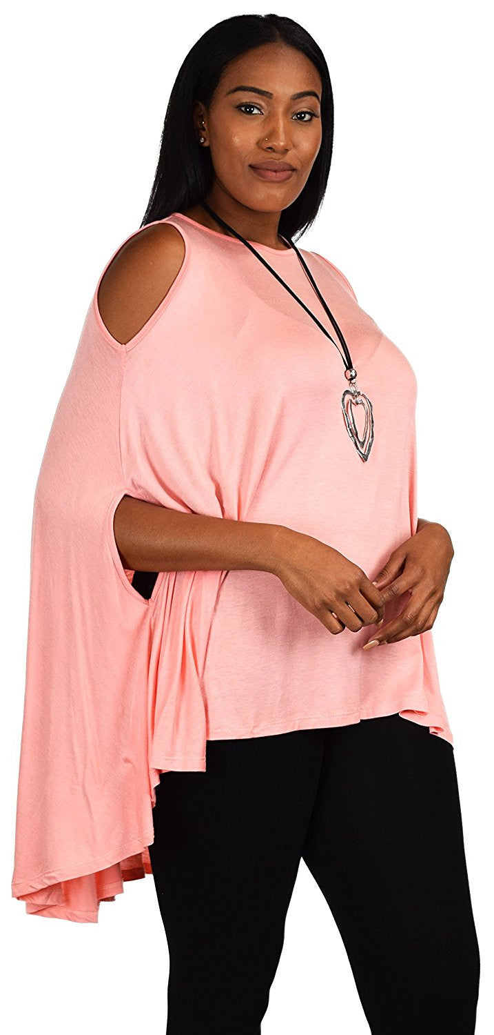 Plus Size Summer Batwing Cold Shoulder Tunic Blouse Top