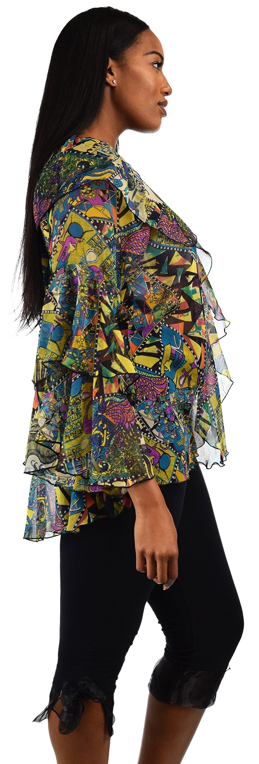 Plus Size Boho Flounce Blouse Swing Top Cover Up Dress Shirt