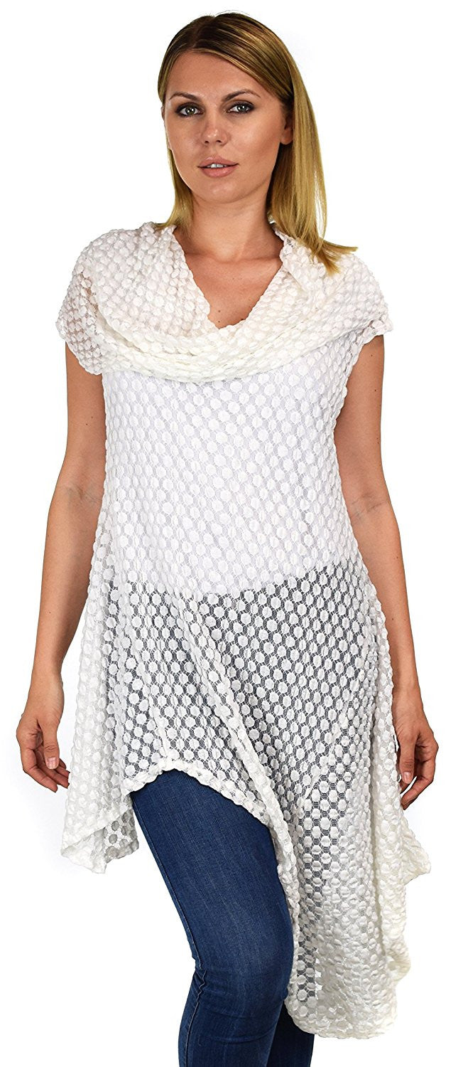 Asymmetrical Cowl Neck Tunic Dress Blouse Top Reg & Plus Sizes