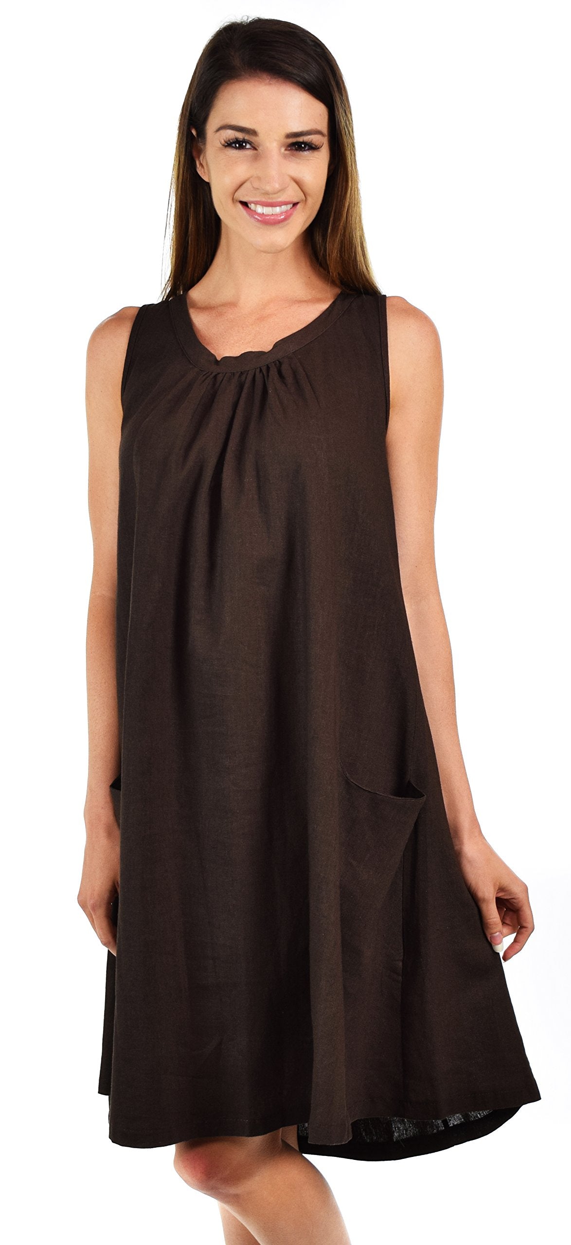 Made In USA, Sleeveless Linen Dress, Linen Midi Dress, Peek-a-boo Linen Dress, Summer Linen Dress w/Bow Tie Back Plus Sizes