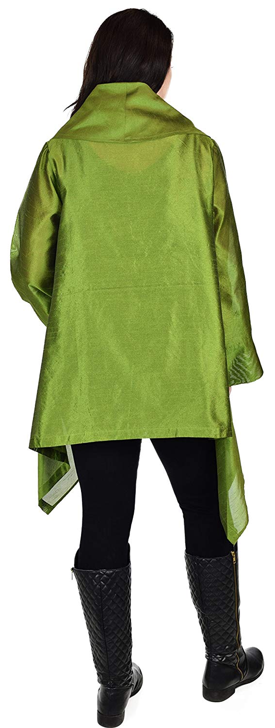 Dare2bStylish Women Plus Size Loose Fitting Poly Silk Designer Cover Up Duster Jacket