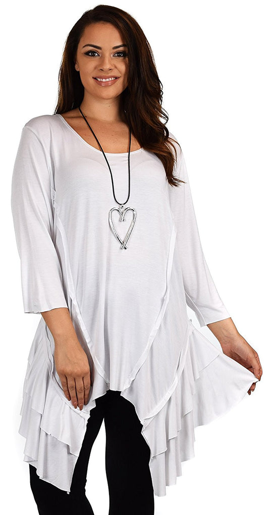 Plus Size Slimming Layered Flared Swing Tunic Dress Top