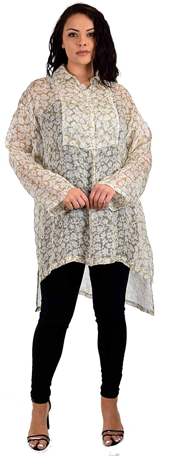 Zopali Plus Size Linen Gauze Top, Boxy linen tunic, Relaxed Fit tunic. Linen Breathable Full sleeve High Low Dressy Shirt Top