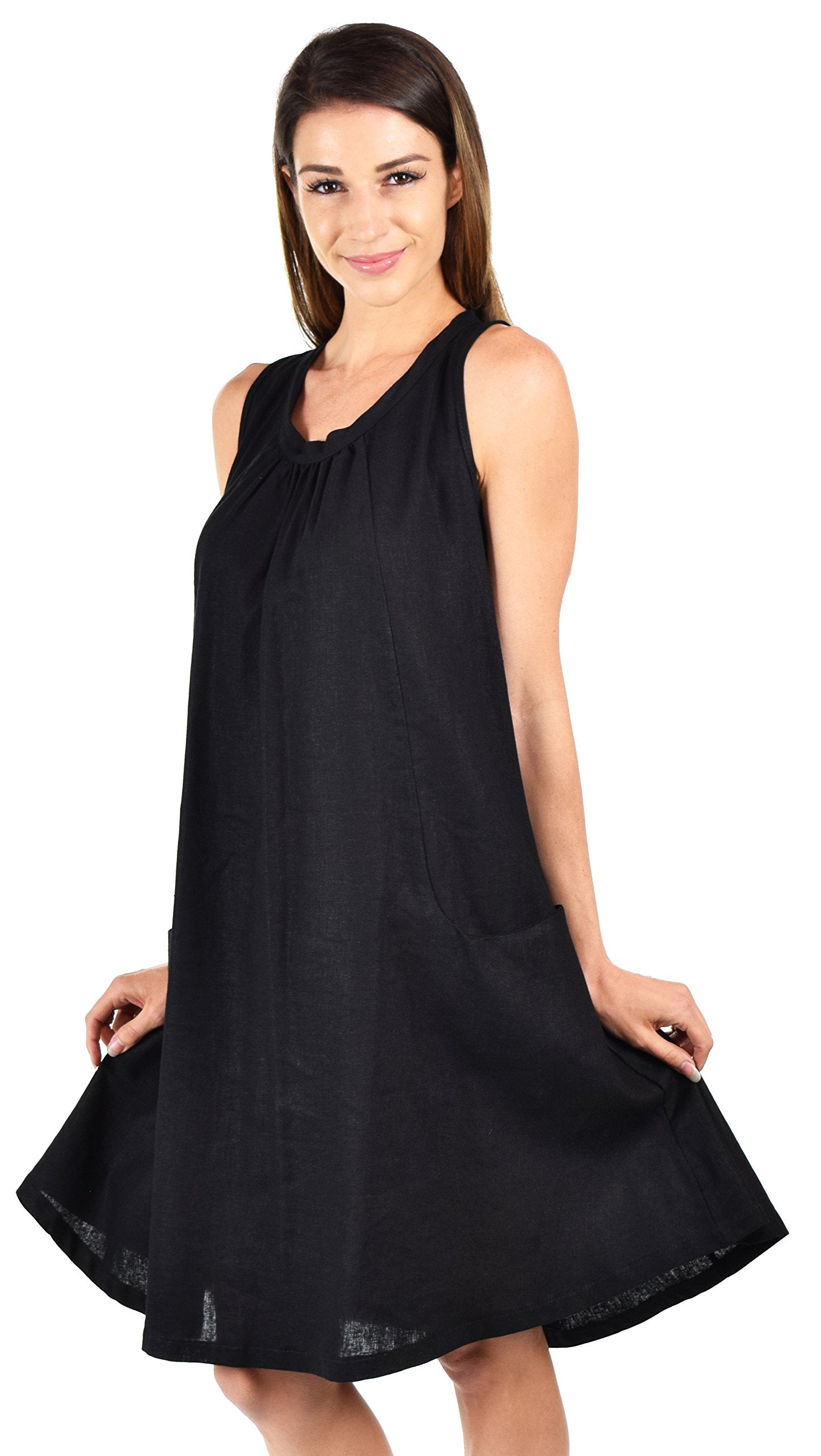 Made In USA, Sleeveless Linen Dress, Linen Midi Dress, Peek-a-boo Linen Dress, Summer Linen Dress w/Bow Tie Back Plus Sizes