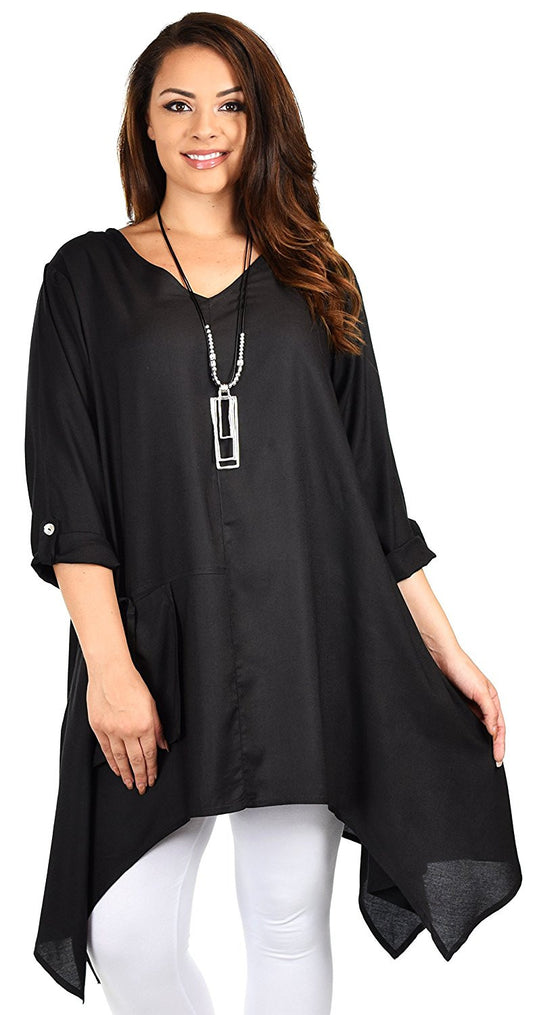 Plus Size Asymmetrical Fishtail Swing Dress Tunic Top