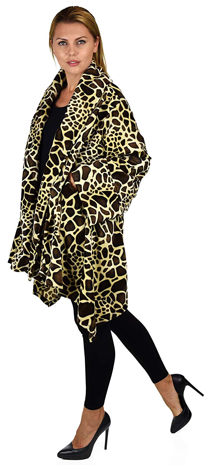 Dare2bStylish Women Plus Size Cover Up Duster Jacket, Animal Prints Velvet Jacket coat