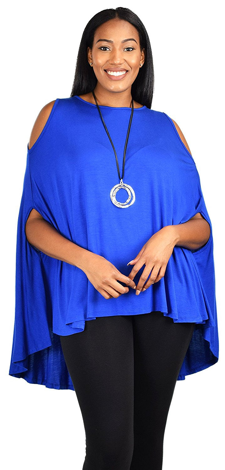 Plus Size Summer Batwing Cold Shoulder Tunic Blouse Top