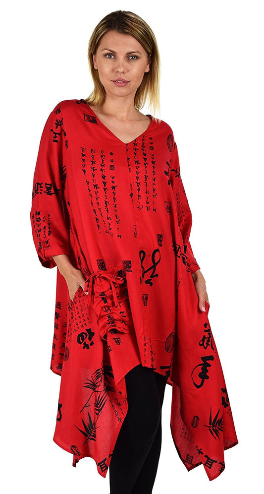 Asymmetrical Swing Tunic, Japanese print Tunic Dress, Women Tunic, Asymmetrical tunic in Plus Sizes