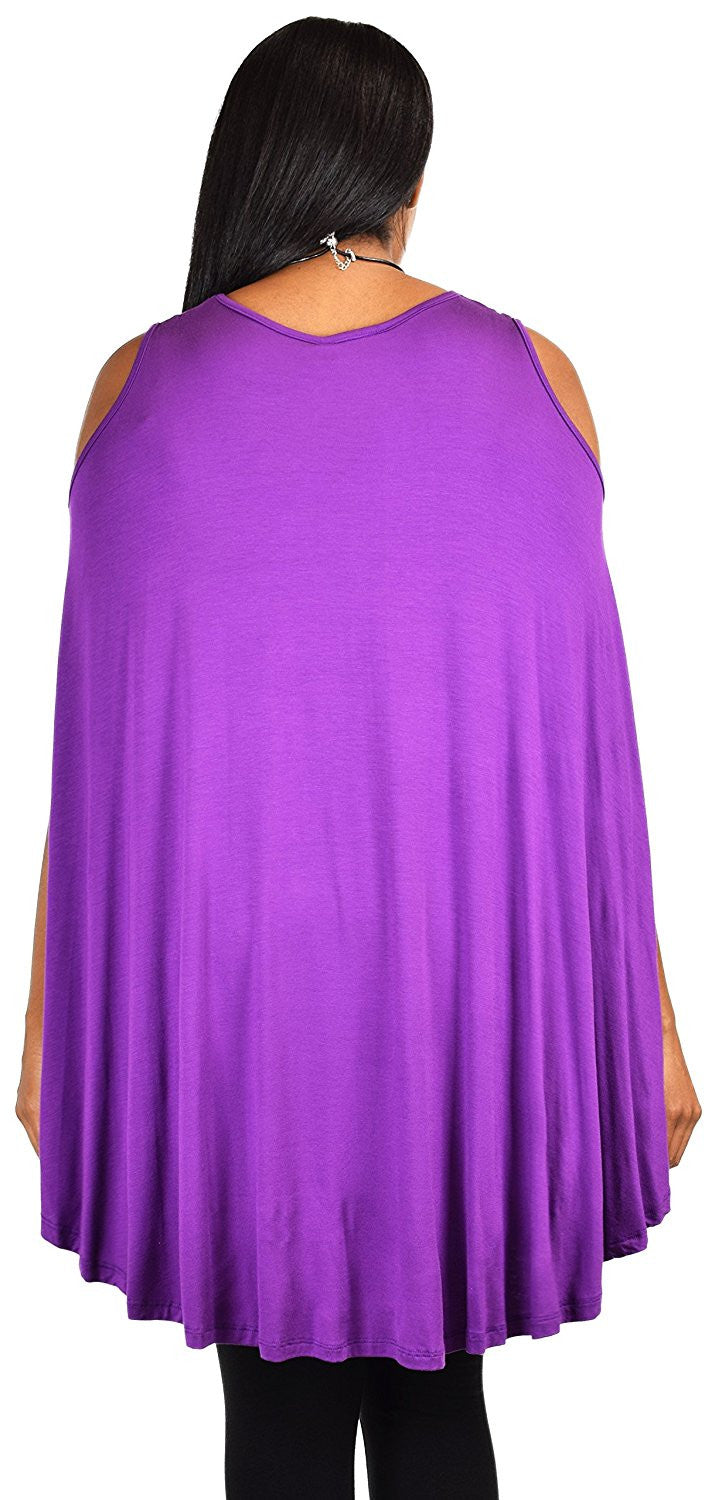 Plus Size Summer Batwing Cold Shoulder Tunic Blouse Top