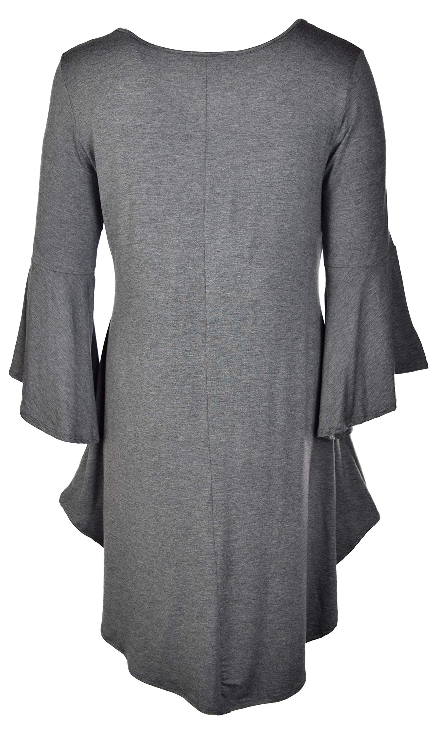 Women Plus Size High Low Bell Sleeve Gothic Blouse Tunic Top