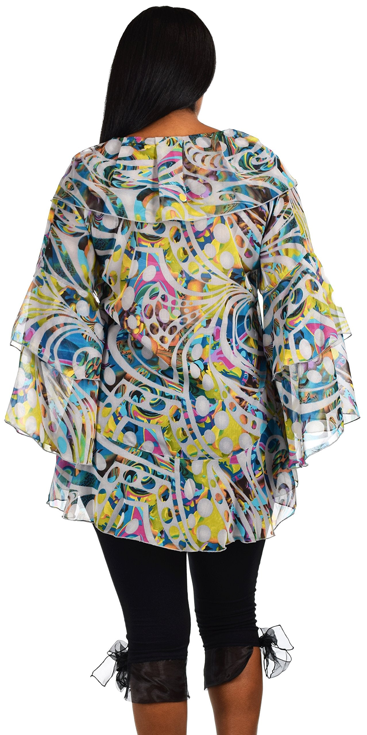 Plus Size Boho Flounce Blouse Swing Top Cover Up Dress Shirt