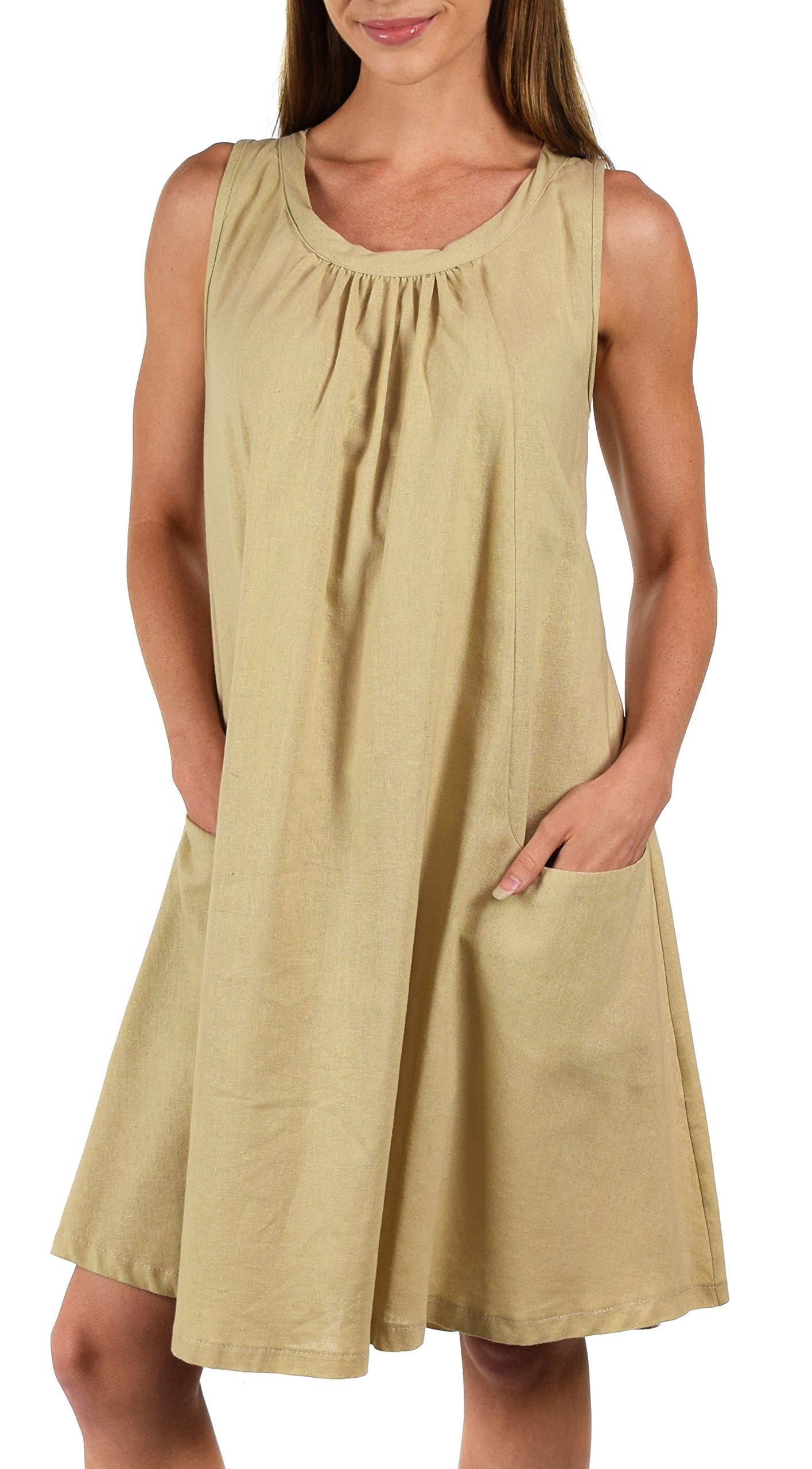 Made In USA, Sleeveless Linen Dress, Linen Midi Dress, Peek-a-boo Linen Dress, Summer Linen Dress w/Bow Tie Back Plus Sizes