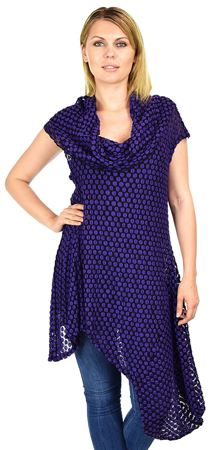 Asymmetrical Cowl Neck Tunic Dress Blouse Top Reg & Plus Sizes
