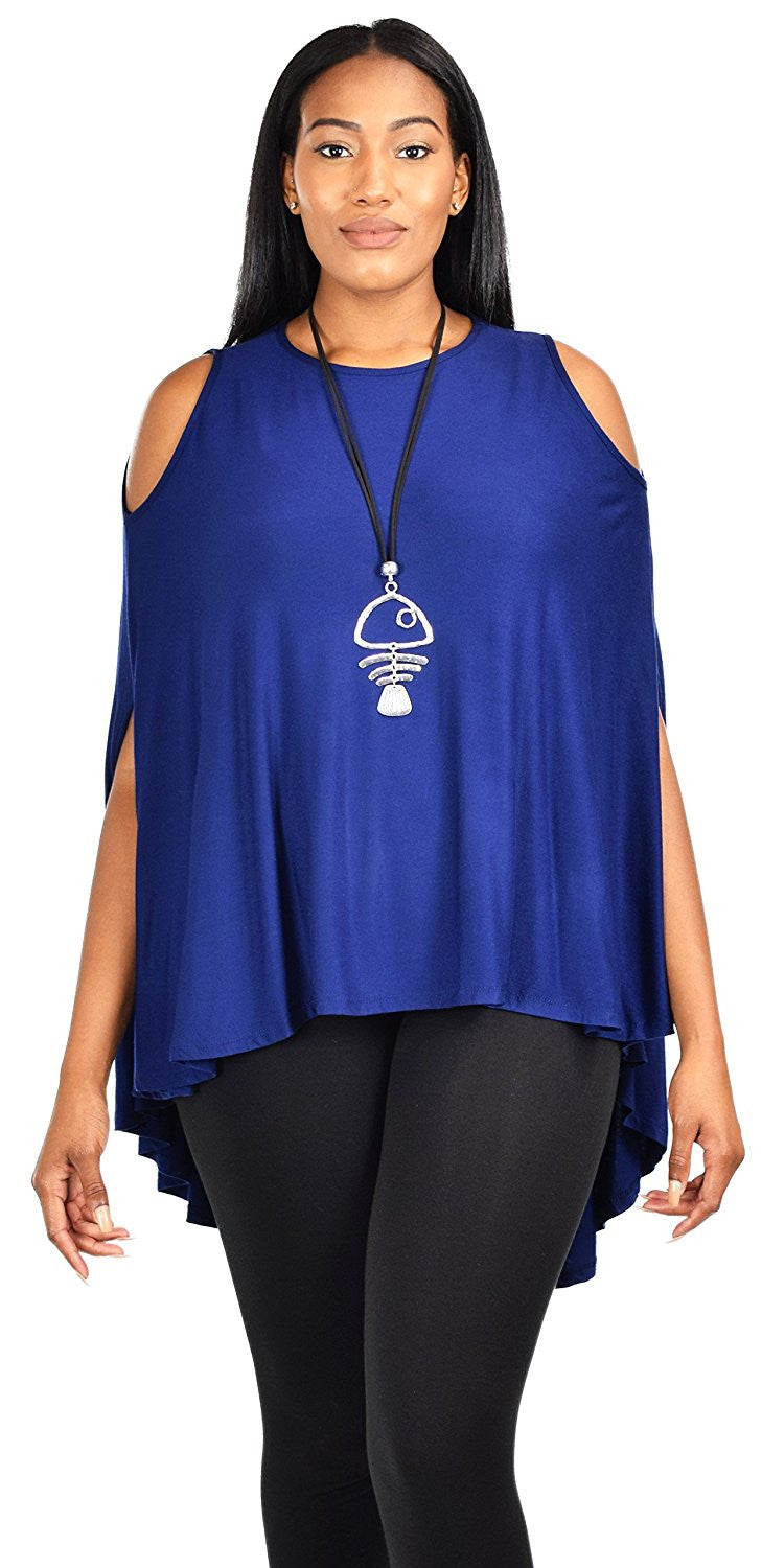 Plus Size Summer Batwing Cold Shoulder Tunic Blouse Top