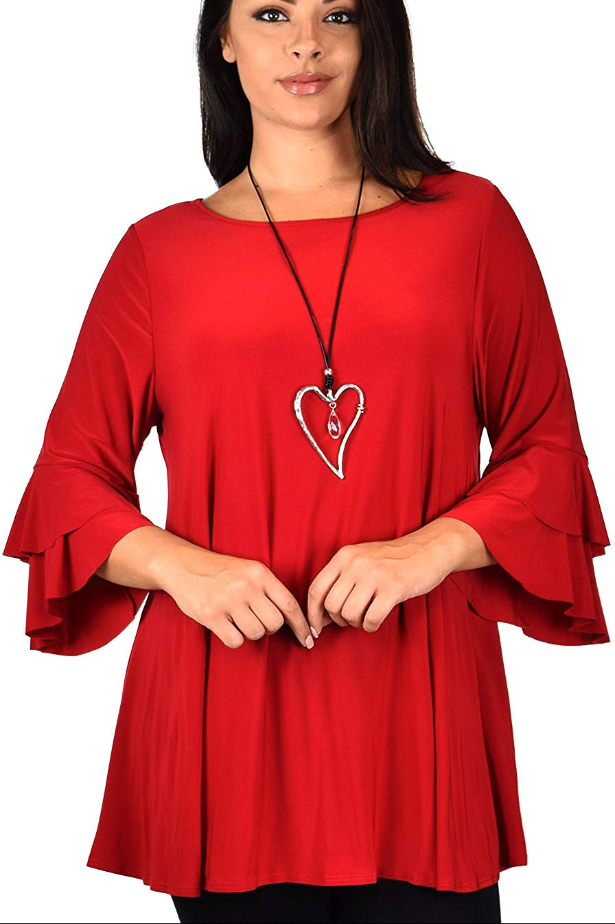 Dare2BStylish Women Plus Size Ruffle Sleeve Chic Tunic Top Blouse Shirt
