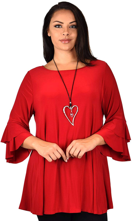 Dare2BStylish Women Plus Size Ruffle Sleeve Chic Tunic Top Blouse Shirt