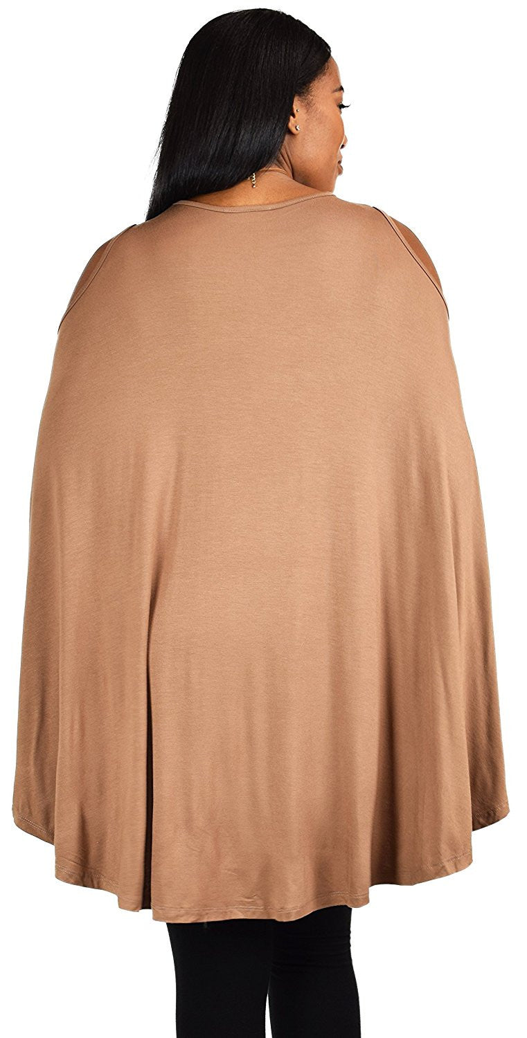 Plus Size Summer Batwing Cold Shoulder Tunic Blouse Top