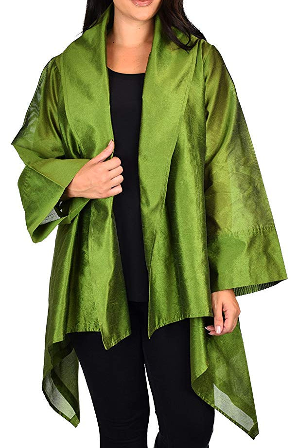 Dare2bStylish Women Plus Size Loose Fitting Poly Silk Designer Cover Up Duster Jacket