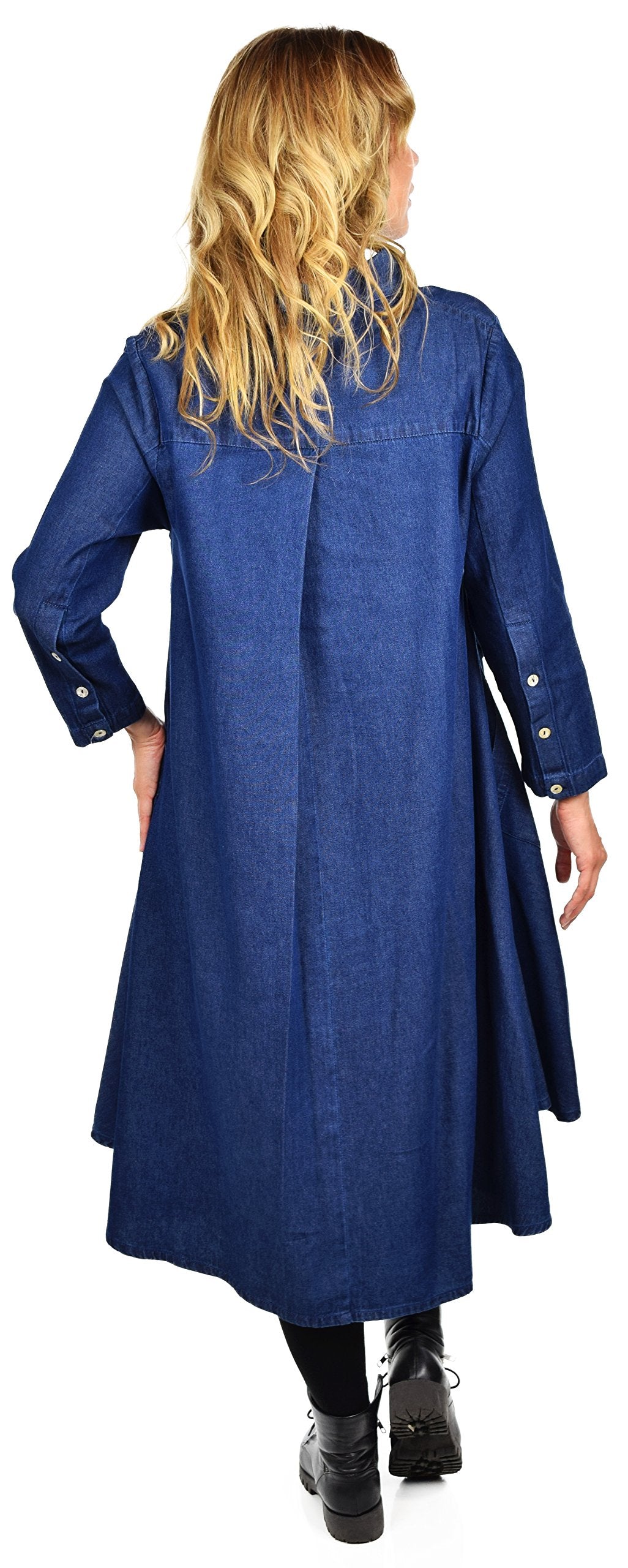 Hi Low Button Down A Line Swing Dress Shirt Top Reg and Plus Sizes