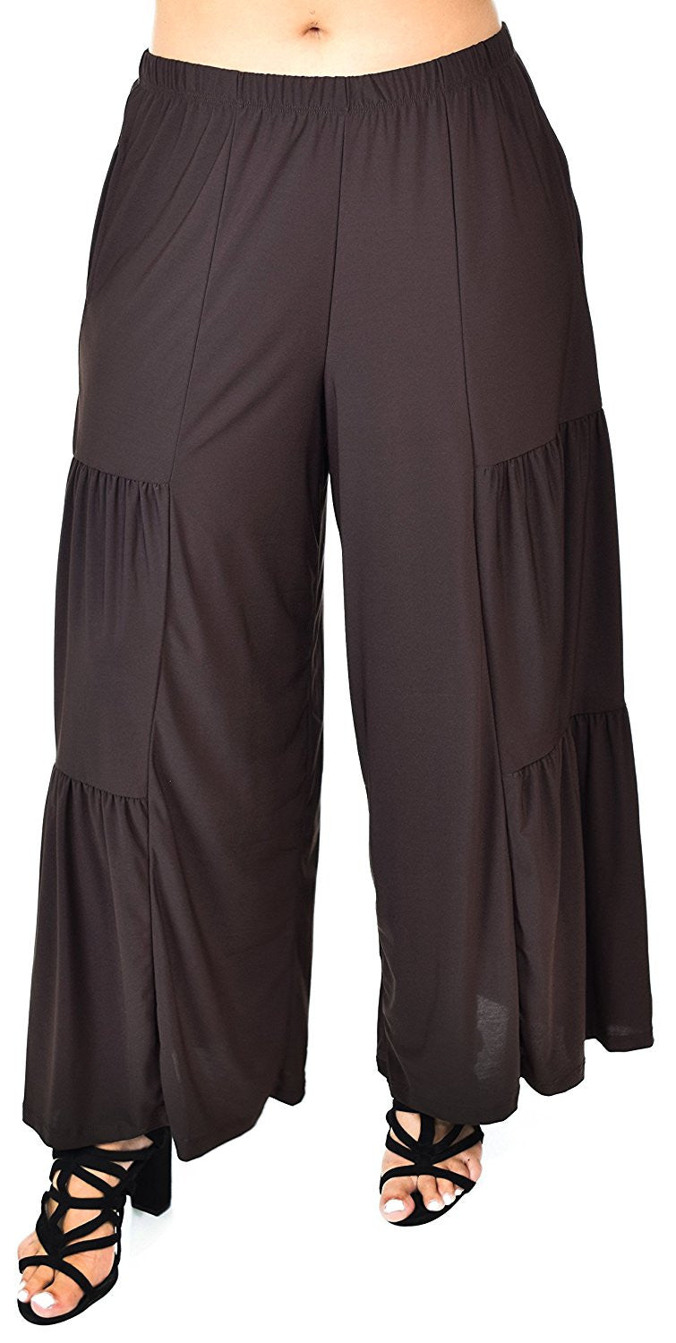 Plus Size Loose Fitting Tiered Boho Wide Leg Palazzo Pants