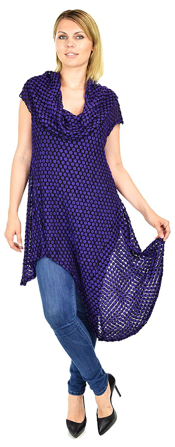 Asymmetrical Cowl Neck Tunic Dress Blouse Top Reg & Plus Sizes