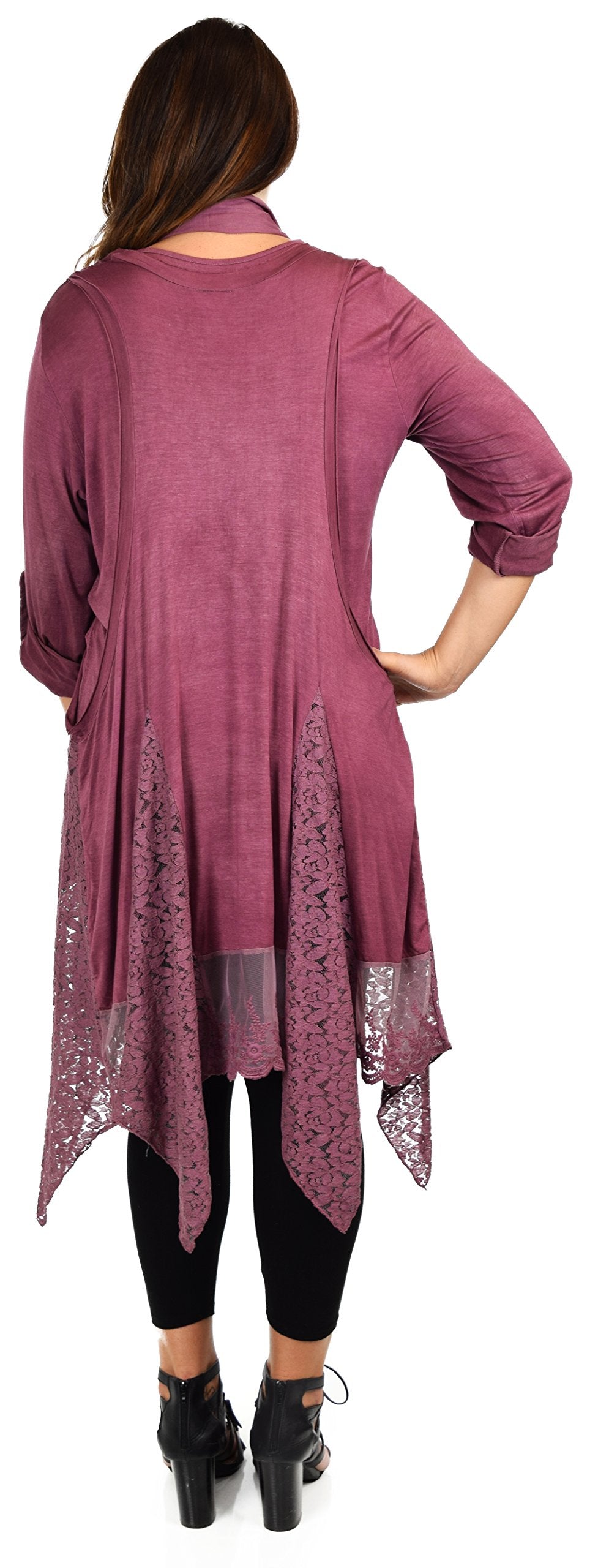 Dare2bStylish Women Plus Size Asymmetrical Lace Tunic Blouse Top Set with Scarf, 3 pc tunic set, Plus size tunic set