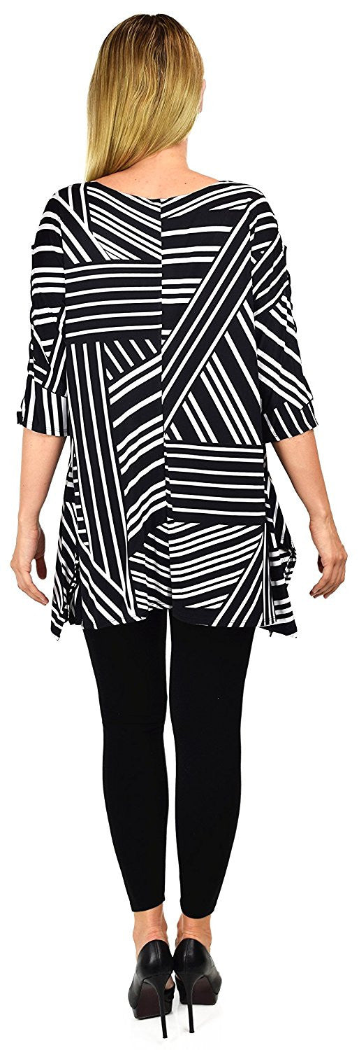 Abstract Print Tunic , Women Tunic, Tunic  Top w/ Cut Out Sleeves