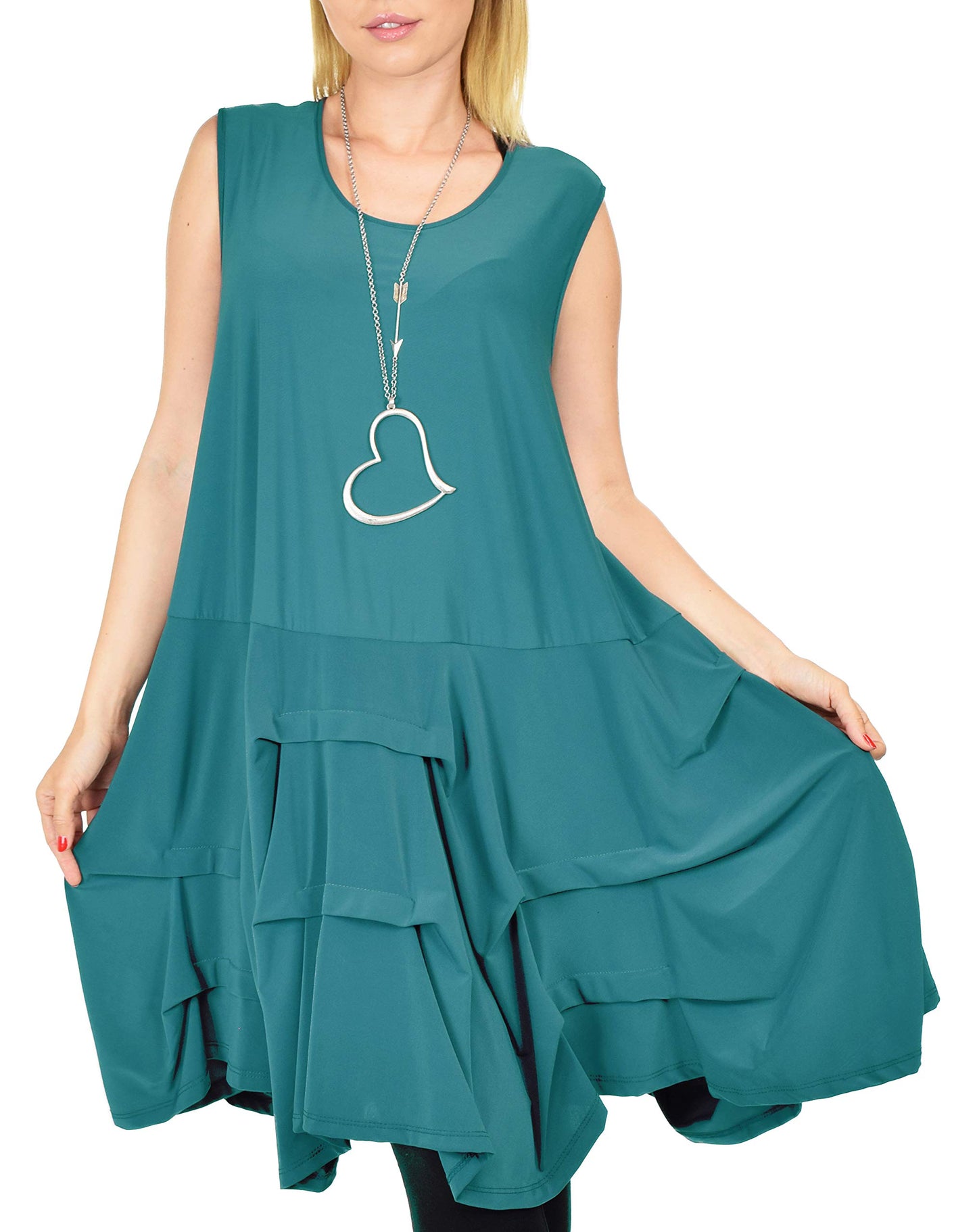 Plus Size Puckered Sleeveless Tunic Dress | Swing Dress | Swing Top