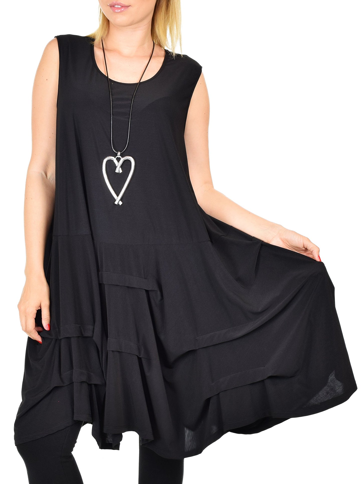 Plus Size Puckered Sleeveless Tunic Dress | Swing Dress | Swing Top