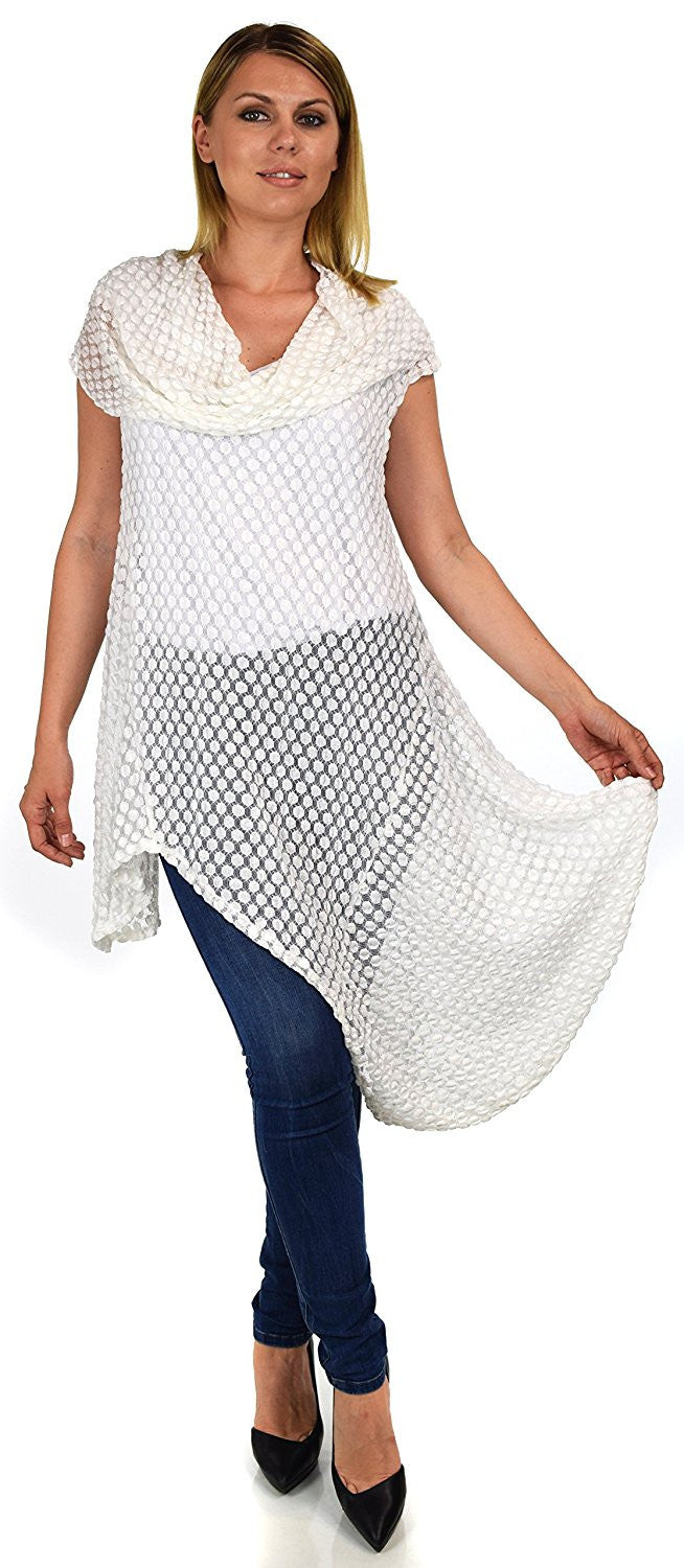 Asymmetrical Cowl Neck Tunic Dress Blouse Top Reg & Plus Sizes