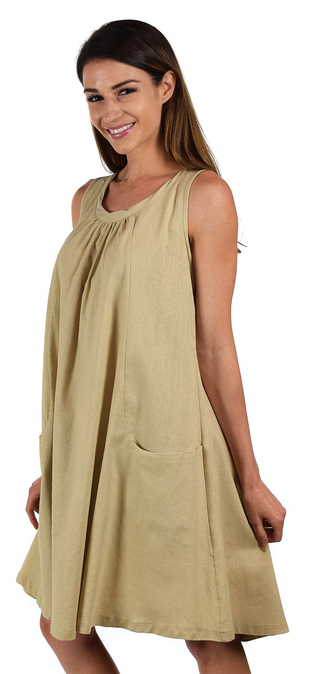 Made In USA, Sleeveless Linen Dress, Linen Midi Dress, Peek-a-boo Linen Dress, Summer Linen Dress w/Bow Tie Back Plus Sizes