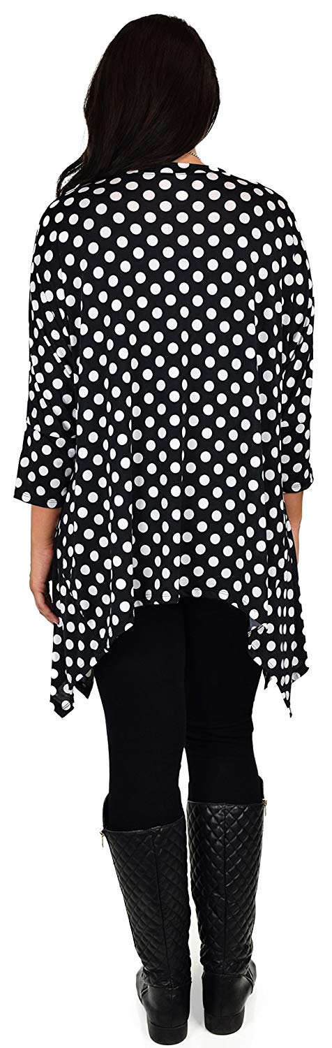 Dare2bStylish Women Vintage Polka Dot Asymmetrical Fishtail Swing Tunic Shirt Top