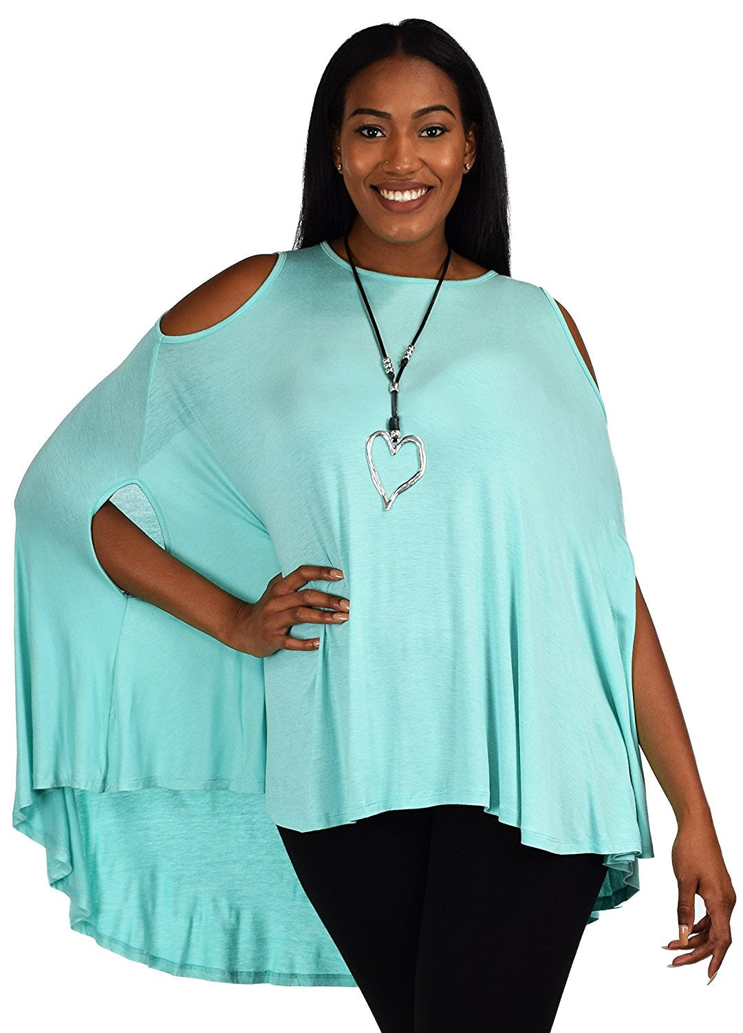 Plus Size Summer Batwing Cold Shoulder Tunic Blouse Top