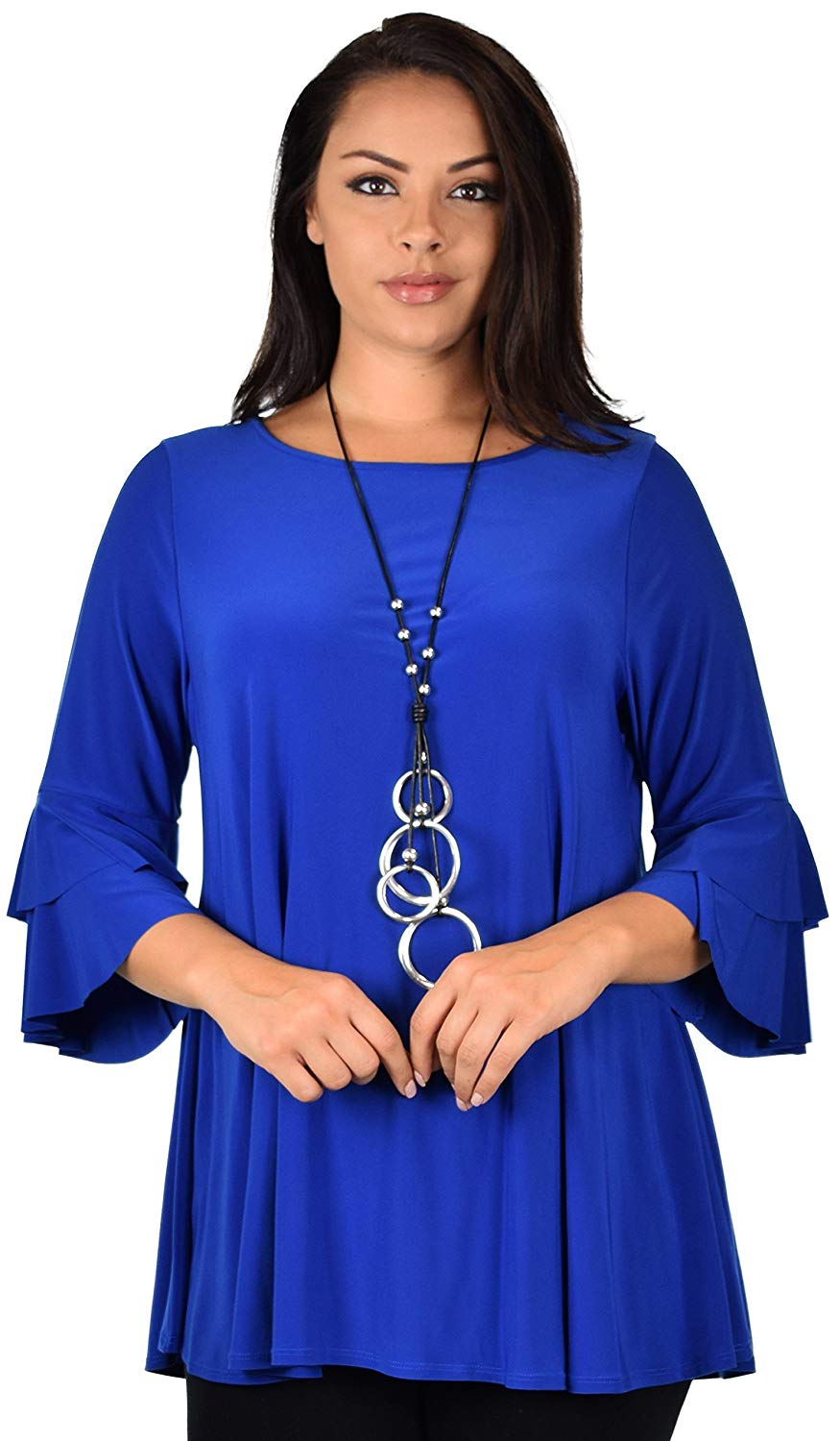 Dare2BStylish Women Plus Size Ruffle Sleeve Chic Tunic Top Blouse Shirt