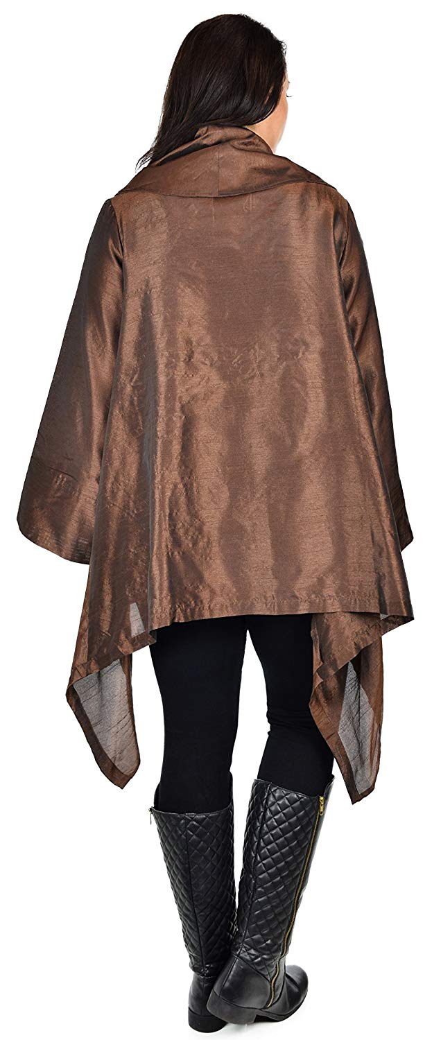 Dare2bStylish Women Plus Size Loose Fitting Poly Silk Designer Cover Up Duster Jacket