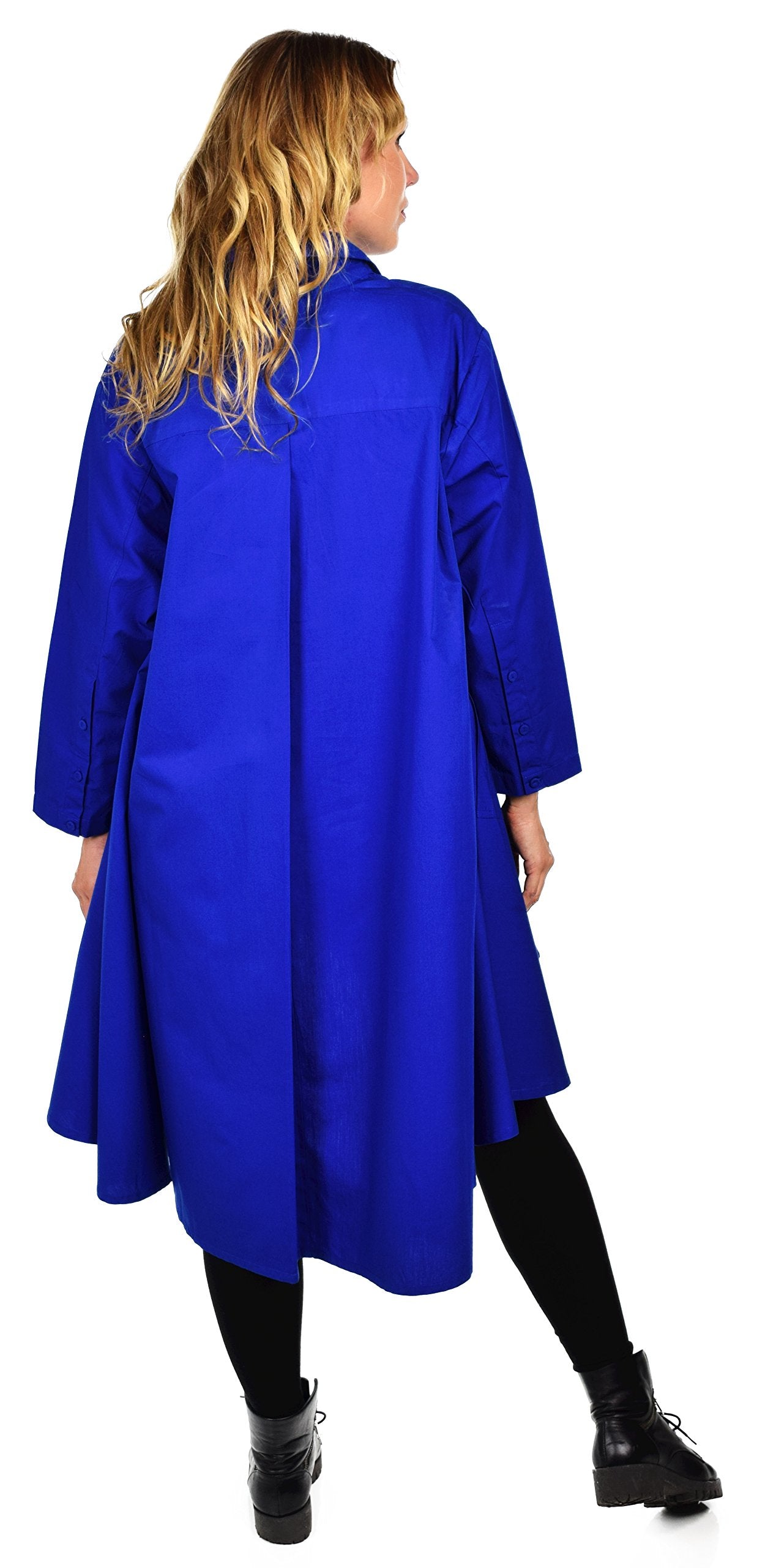 Hi Low Button Down A Line Swing Dress Shirt Top Reg and Plus Sizes