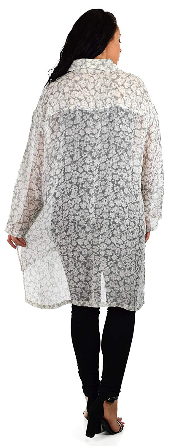 Zopali Plus Size Linen Gauze Top, Boxy linen tunic, Relaxed Fit tunic. Linen Breathable Full sleeve High Low Dressy Shirt Top