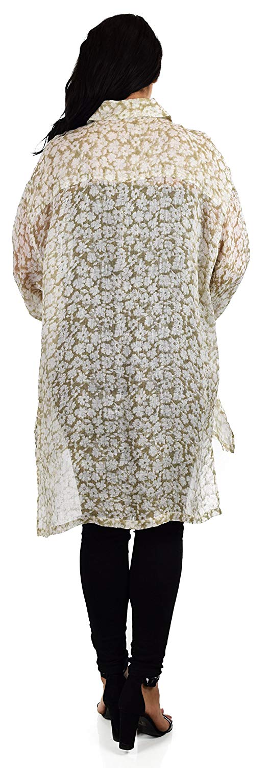 Zopali Plus Size Linen Gauze Top, Boxy linen tunic, Relaxed Fit tunic. Linen Breathable Full sleeve High Low Dressy Shirt Top