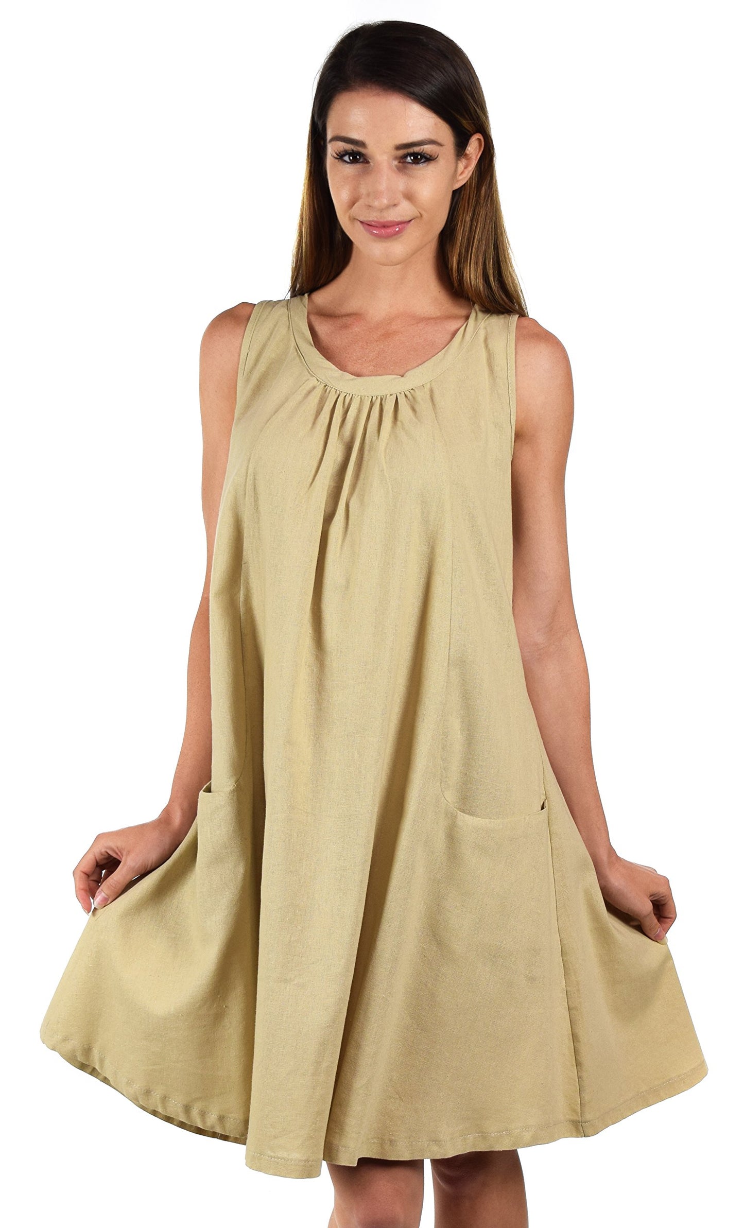 Made In USA, Sleeveless Linen Dress, Linen Midi Dress, Peek-a-boo Linen Dress, Summer Linen Dress w/Bow Tie Back Plus Sizes