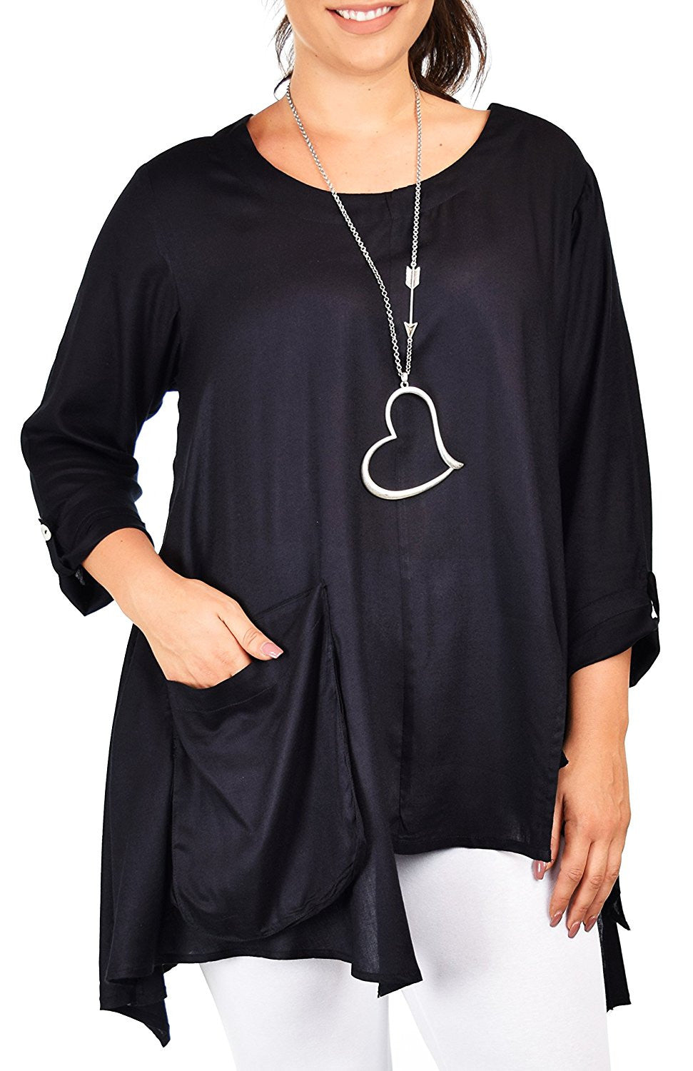 Artsy Tunic, Lagenlook Tunic,  Asymmetrical Tunic, Plus size clothing , Plus size tunic, Tunic with 3 Pockets . Size L/XL- 1XL/2XL- 3XL/4XL