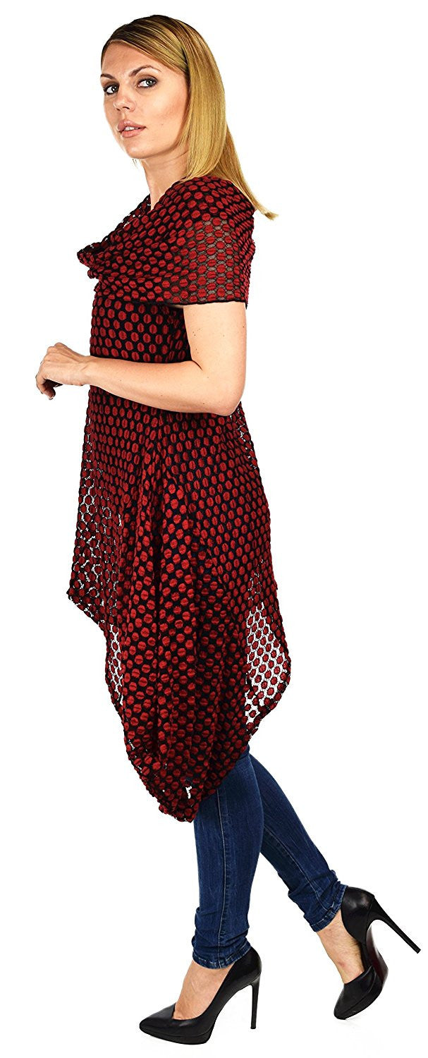 Asymmetrical Cowl Neck Tunic Dress Blouse Top Reg & Plus Sizes