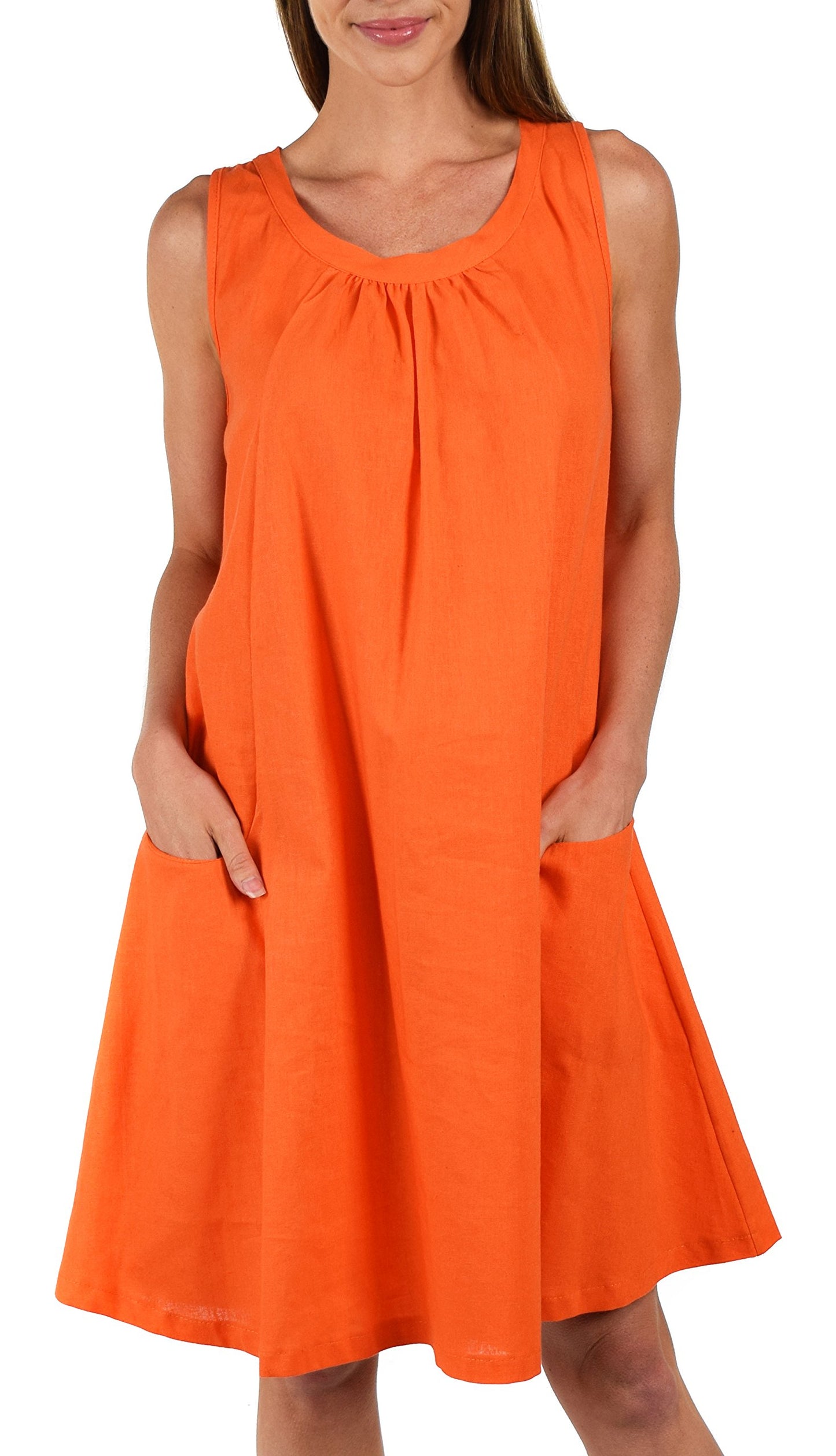 Made In USA, Sleeveless Linen Dress, Linen Midi Dress, Peek-a-boo Linen Dress, Summer Linen Dress w/Bow Tie Back Plus Sizes